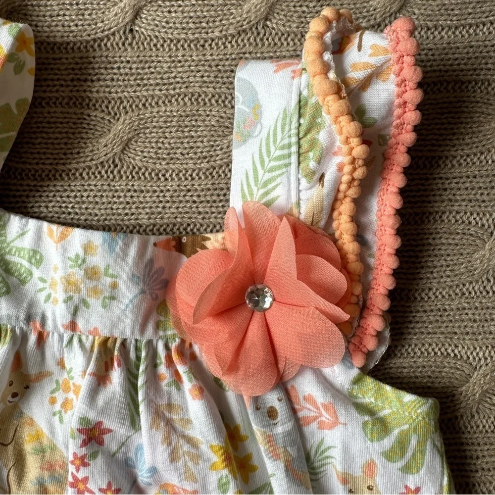 NWOT Goodlad Baby Girl Romper, Tropical Animals, 18 Months